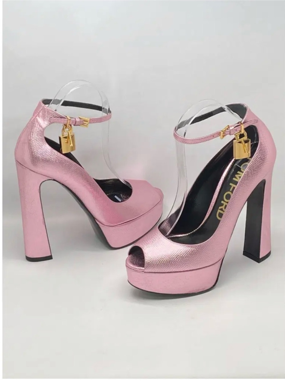 Tom Ford heel with gold padlock